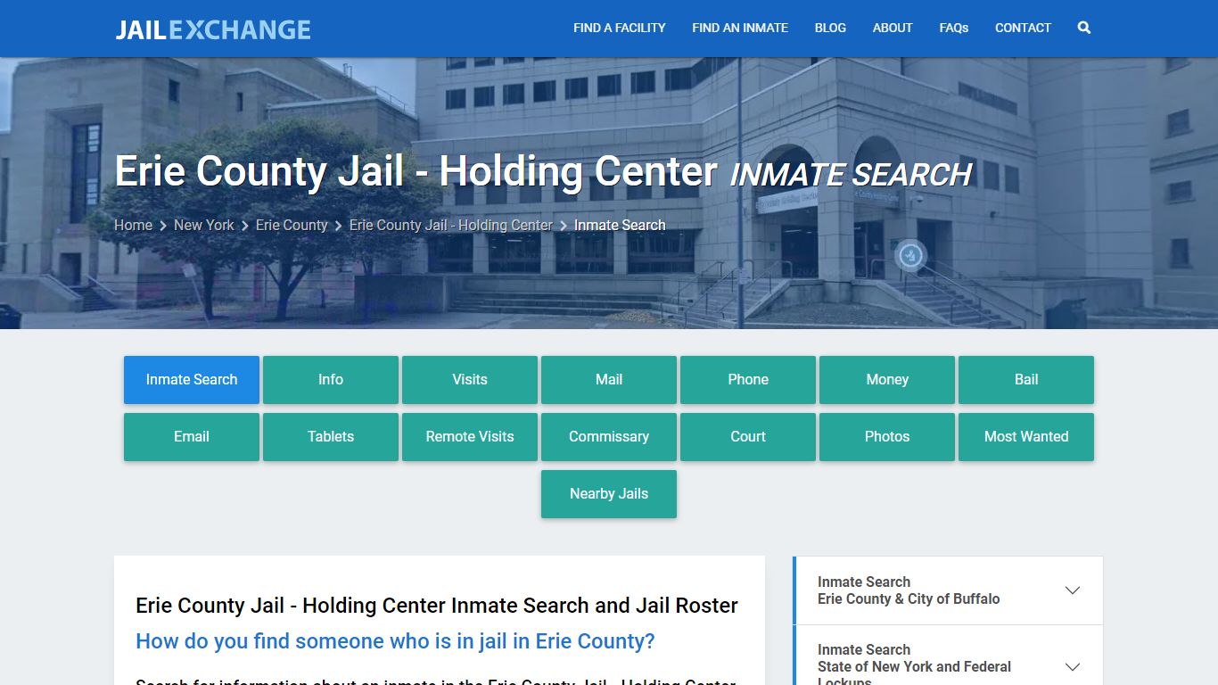 Erie County Jail - Holding Center Inmate Search - Jail Exchange