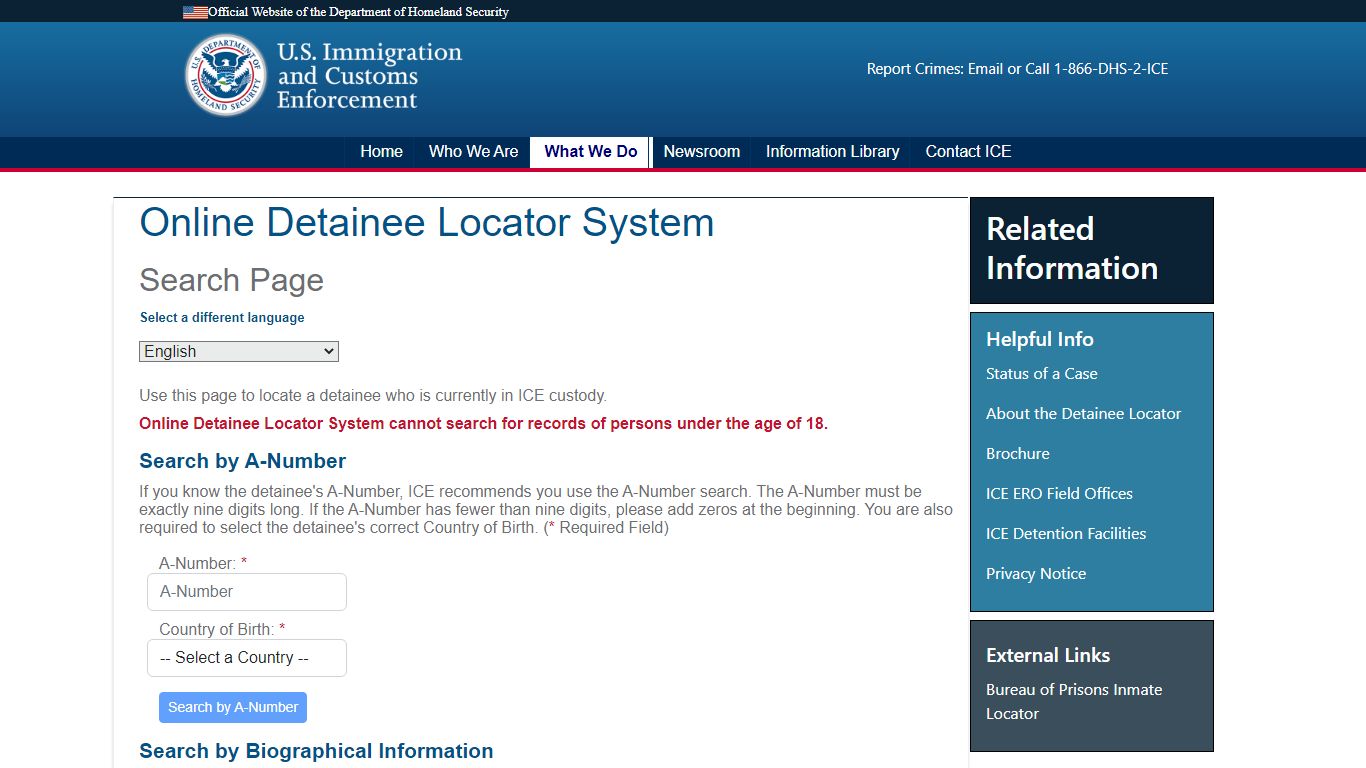 Online Detainee Locator System